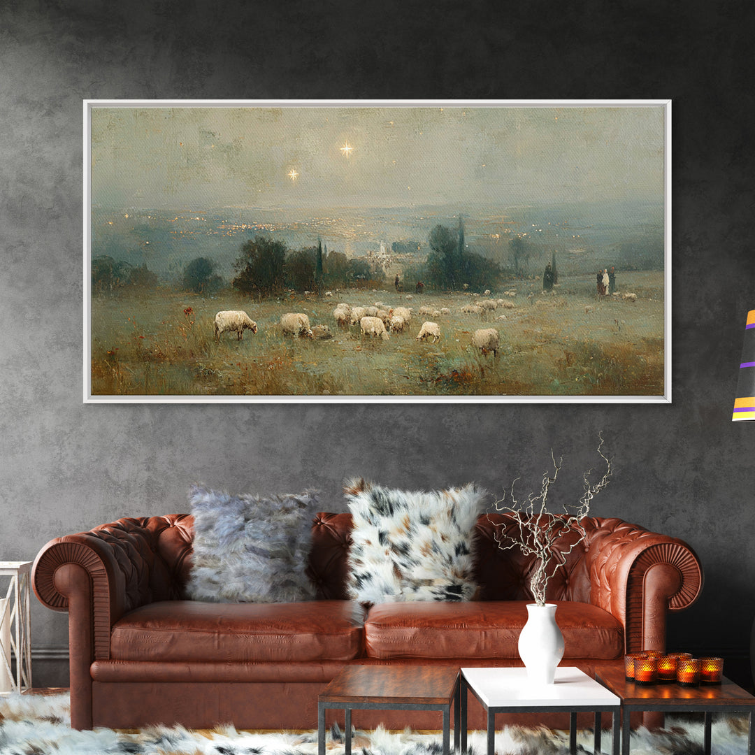 Shepherds Of Light – Framed Canvas Print – Christian Wall Art – Christian Art Canvas – Christmas Art Prints – Christian Christmas Decor