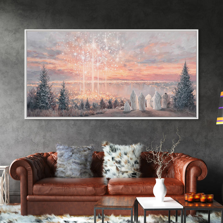 Angelic Horizon – Framed Canvas Print – Christian Art Canvas – Modern Christian Art – Christmas Wall Art – Christian Christmas Art