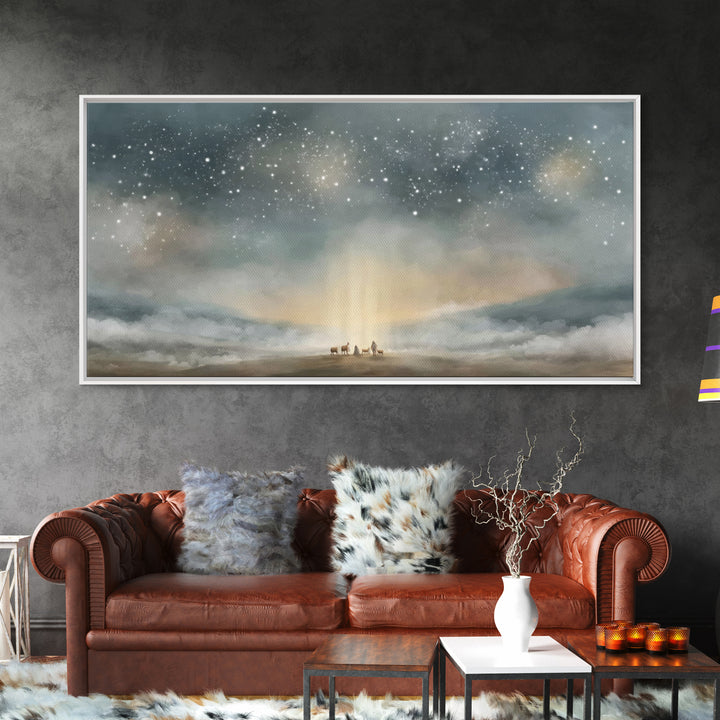 Bethlehem Dawn Star, Framed Canvas Print, Christian Wall Art, Christian Art Canvas, Christmas Art, Christian Christmas Decor