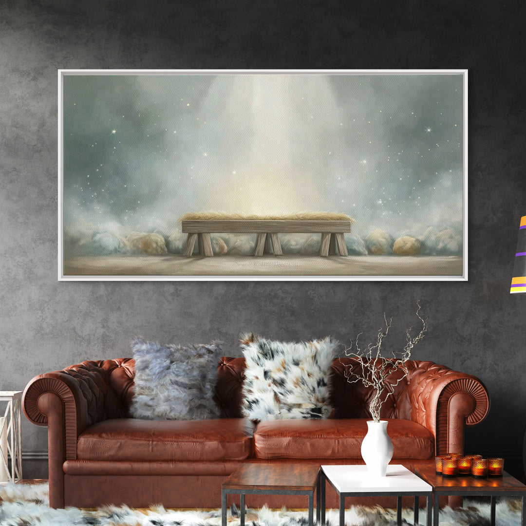 Humble Birth Stillness | Framed Canvas Print | Christian Art Canvas | Christian Wall Art | Christmas Art | Christian Decor