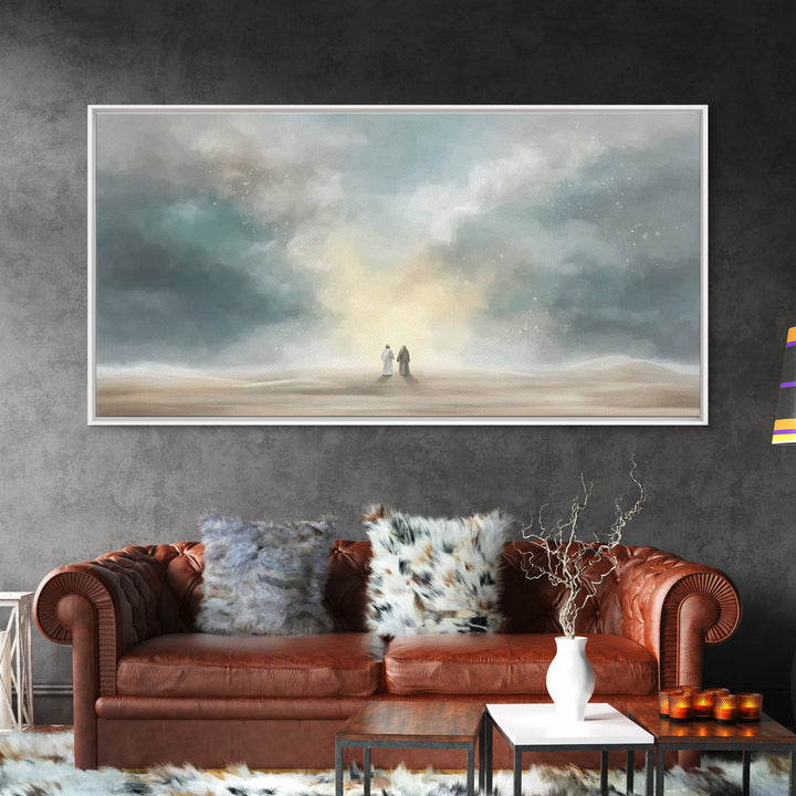 Heavenly Ascent – Framed Canvas Print – Christian Art Canvas – Christian Wall Art – Blue Christian Art – Christian Painting – Christian Gif
