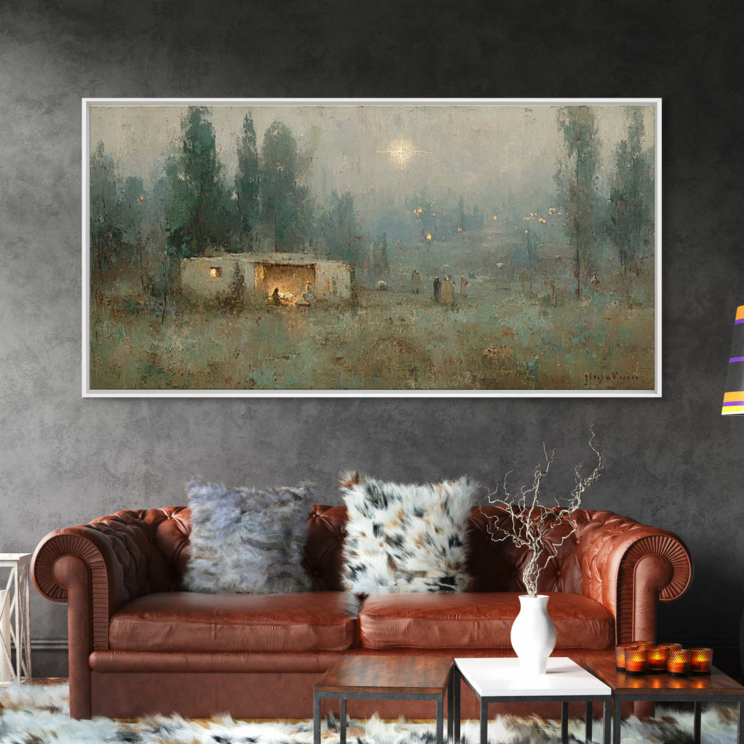 Bethlehem Evening Star, Framed Canvas Print, Christmas Art, Christian Wall Art, Christian Art Canvas, Christian Christmas Art