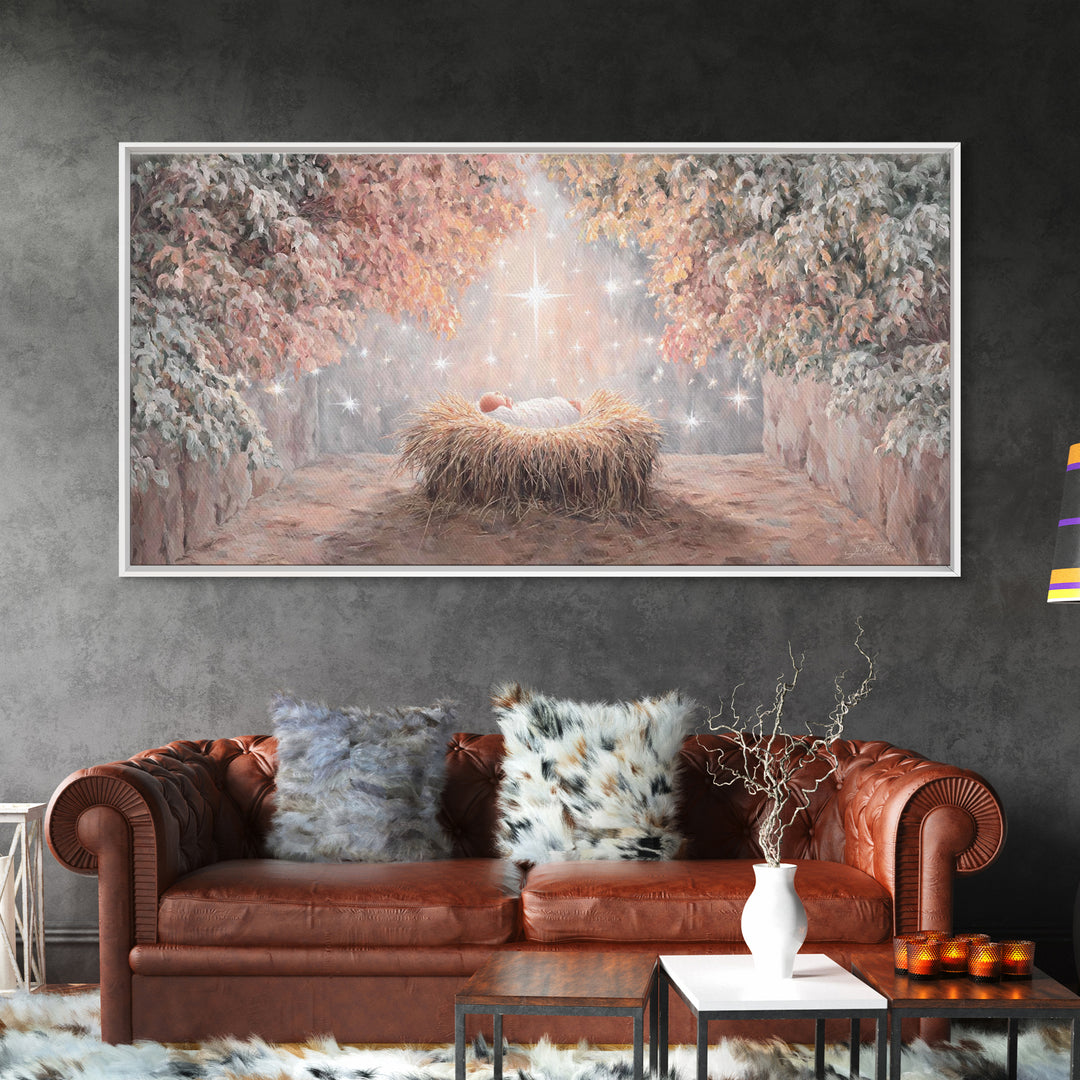 Heaven’s Tender Gift – Framed Canvas Print – Christian Wall Art – Christian Christmas Art – Christmas Art – Christian Art Canvas