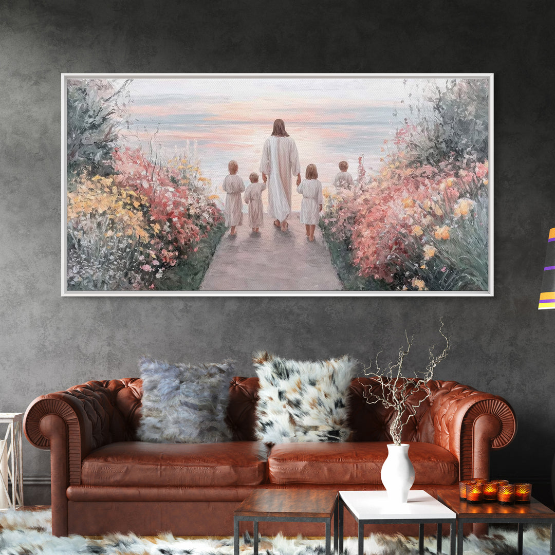 Path Of Peace, Framed Canvas Print, Jesus Painting, Christian Wall Art, Christian Art Canvas, Christian Art