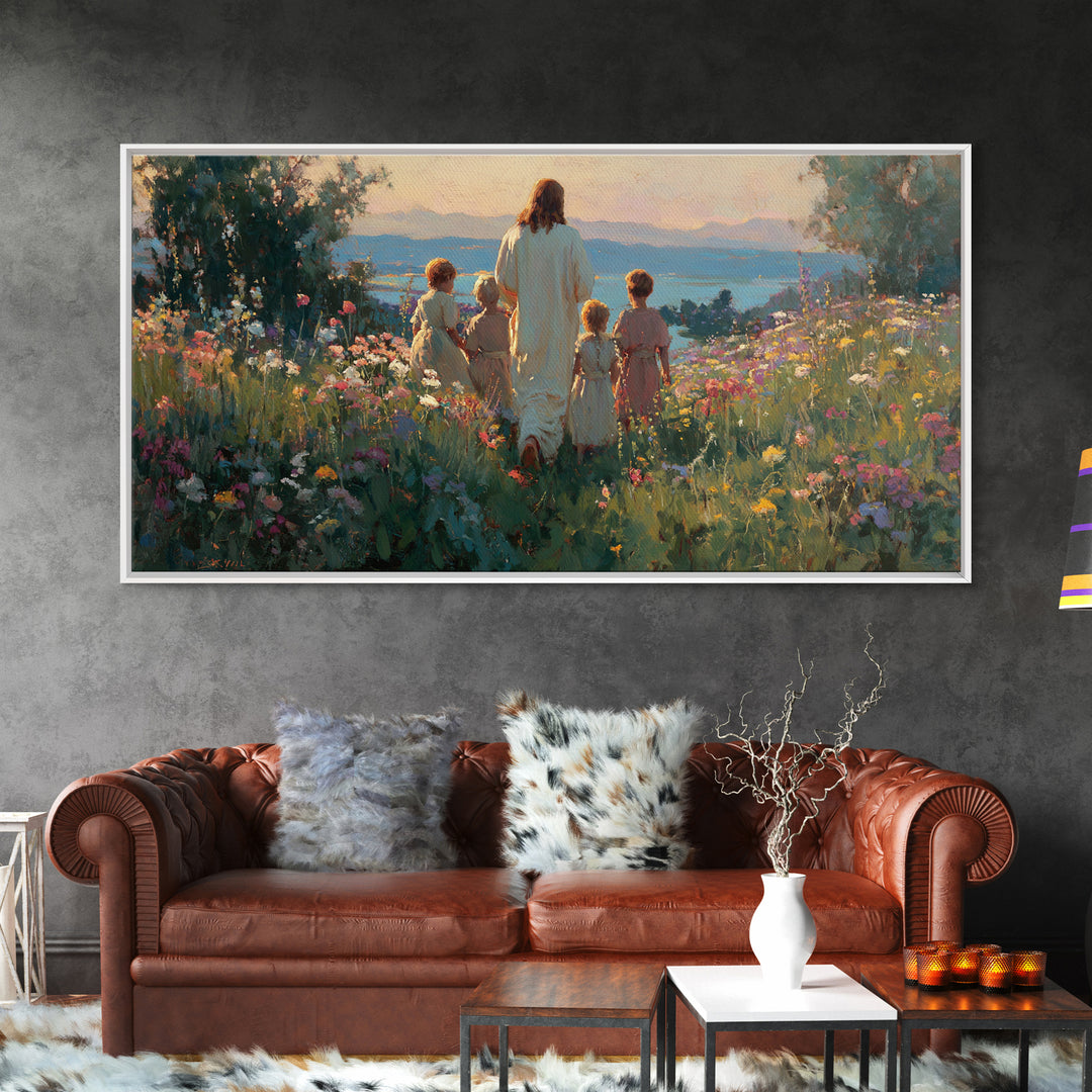 Walk In His Light – Framed Canvas Print – Jesus Painting – Christian Art Canvas – Christian Wall Art – Christian Art