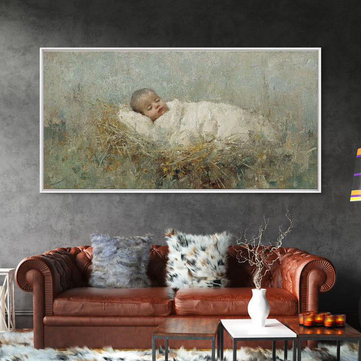 Sacred Manger – Framed Canvas Print – Jesus Christmas Art – Christian Art Canvas – Christmas Wall Art – Christian Christmas Decorations – V