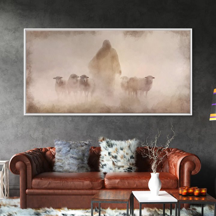 Shepherd’s Call – Framed Canvas Print – Christian Wall Art – Jesus Painting – Christian Art Canvas – Moody Christian Art – Christian Decor