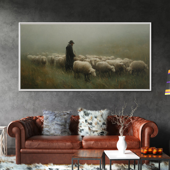 Silent Shepherd – Framed Canvas Print – Christian Art Canvas – Christian Wall Art – Christian Painting – Moody Christian Art – Christian Gi