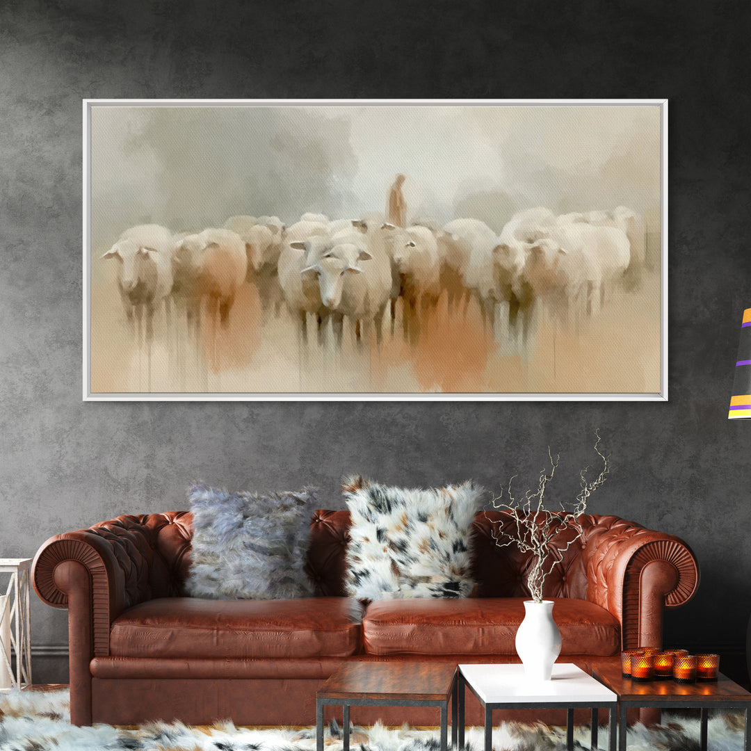 Gentle Pasture Grace, Framed Canvas Print, Christian Art Canvas, Jesus Painting, Christian Wall Art, Subtle Christian Art, Christmas Art Pr