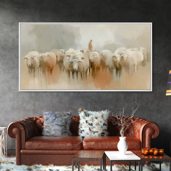 Gentle Pasture Grace, Framed Canvas Print, Christian Art Canvas, Jesus Painting, Christian Wall Art, Subtle Christian Art, Christmas Art Pr