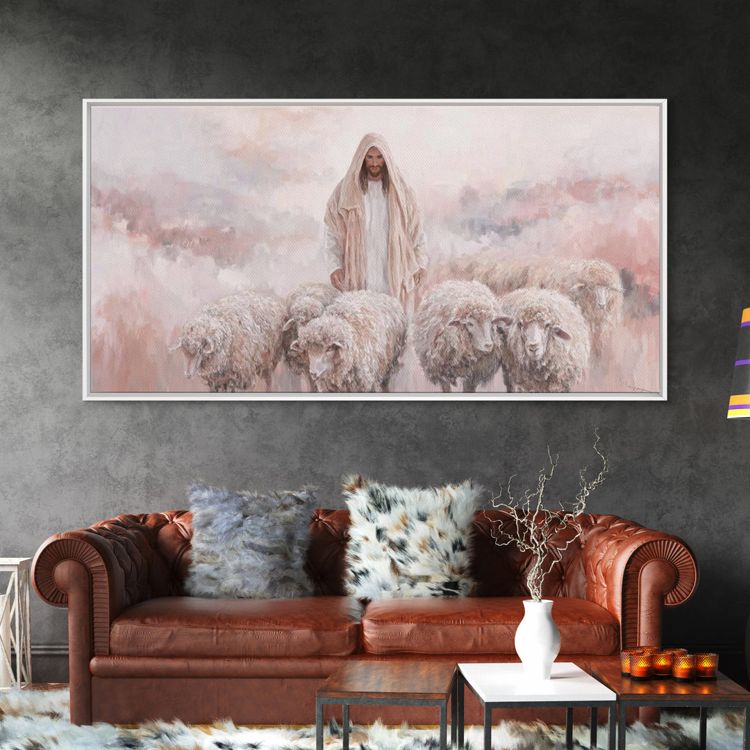 Shepherd’s Quiet Field – Framed Canvas Print – Christian Art Canvas – Christian Wall Art – Jesus Painting – Christian Christmas Art – Chris