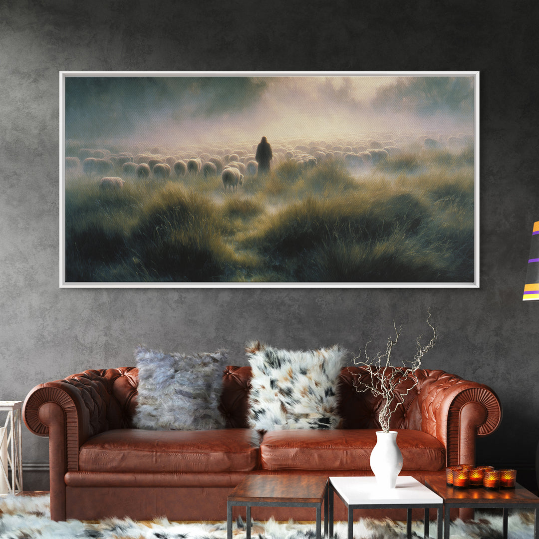 Graceful Flock Dawn – Framed Canvas Print – Jesus Painting – Christian Art Canvas – Christian Wall Art – Christmas Art Prints – Christian G