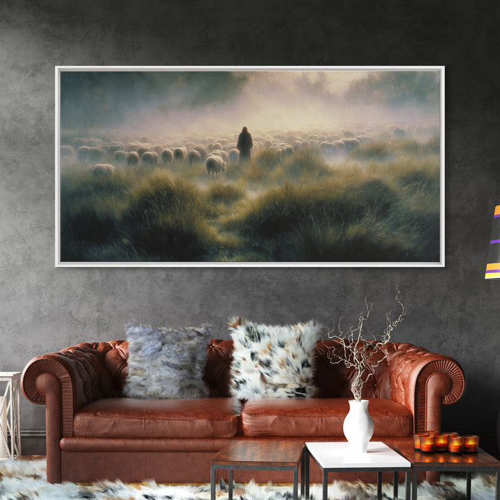 Graceful Flock Dawn – Framed Canvas Print – Jesus Painting – Christian Art Canvas – Christian Wall Art – Christmas Art Prints – Christian G