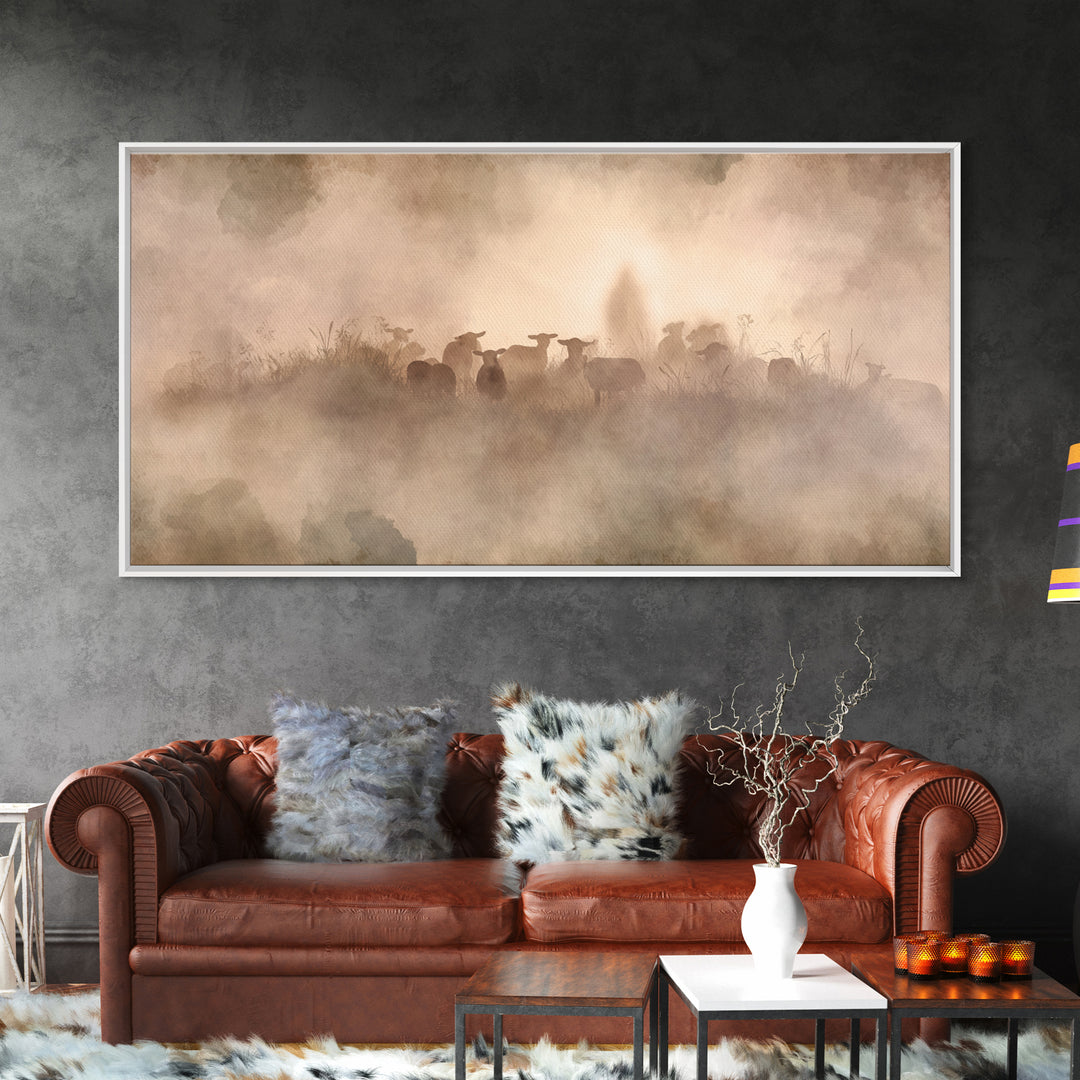 Misty Shepherd Path – Framed Canvas Print – Christian Wall Art – Christian Art Canvas – Jesus Painting – Moody Christian Art – Christian De