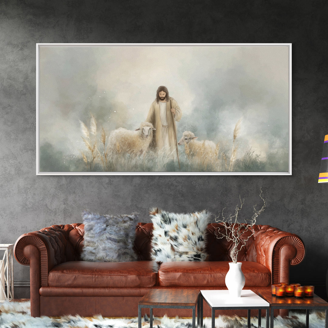 Gentle Shepherd Grace | Framed Canvas Print | Christian Art Canvas | Jesus Painting | Christian Wall Art | Subtle Christian Art | Christian