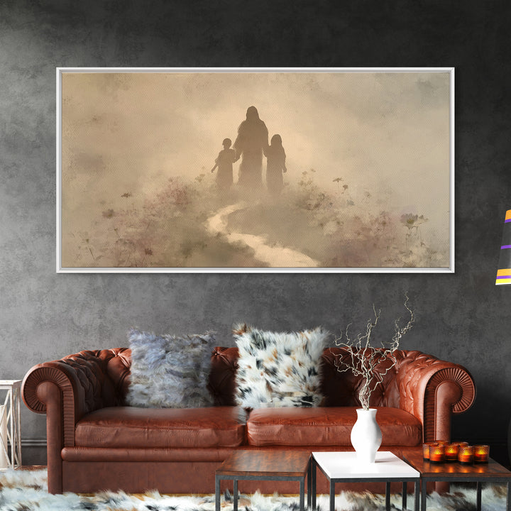 Path Of Peace – Framed Canvas Print – Christian Art Canvas – Christian Wall Art – Jesus Painting – Christian Art Print – Minimalist Christi
