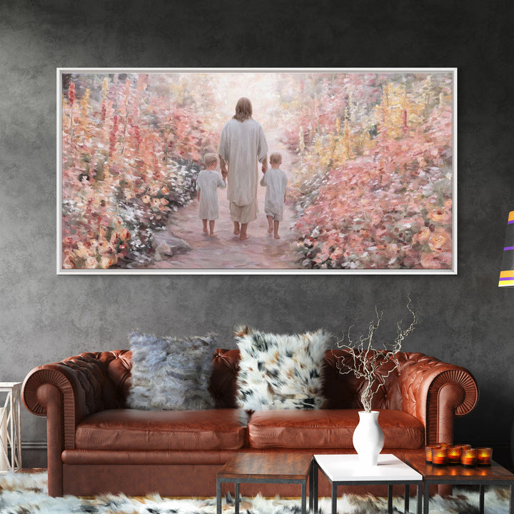 Garden Walk Blessing, Framed Canvas Print, Christian Wall Art, Jesus Painting, Christian Art Canvas, Christian Painting, Christian Gift