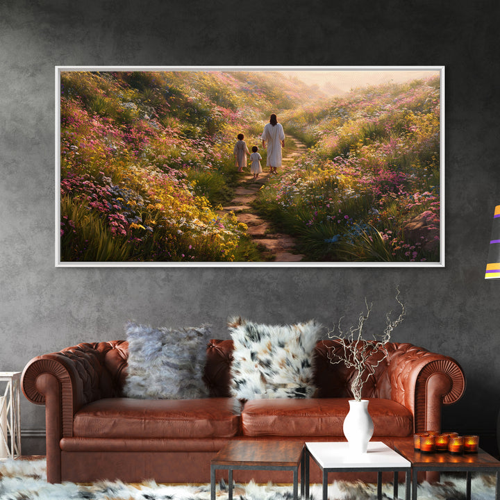 Blooming Path Grace – Framed Canvas Print – Christian Art Canvas – Christian Wall Art – Jesus Painting – Large Christian Art – Modern Chris