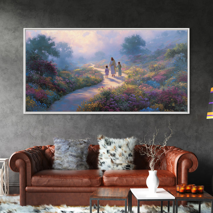 Garden Of Light | Framed Canvas Print | Christian Art Canvas | Christian Wall Art | Jesus Painting | Christian Decor | Christmas Art