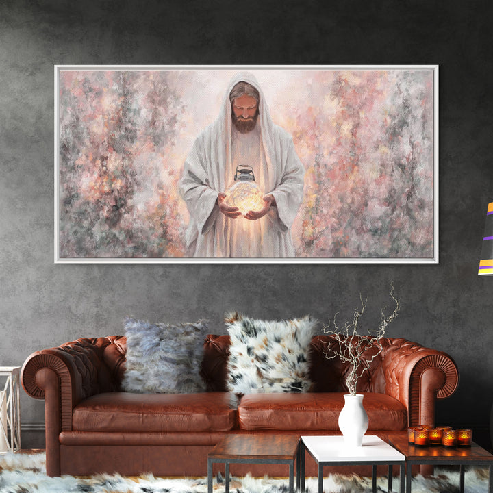 Light Of Eternity, Framed Canvas Print, Christian Wall Art, Jesus Painting, Christian Art Canvas, Christian Decor, Modern Christian Art