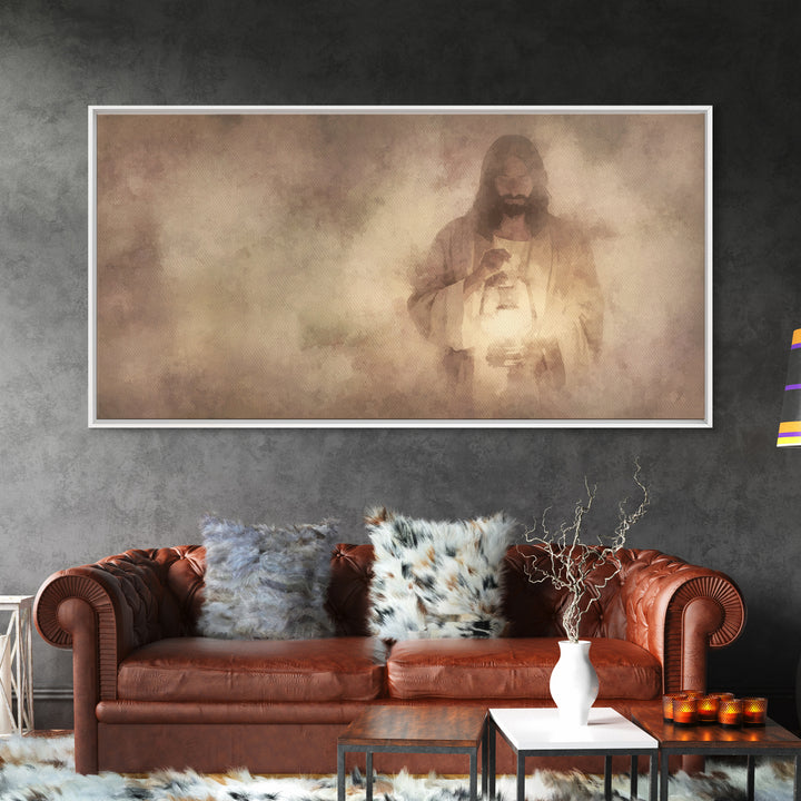 Lamp Of Mercy – Framed Canvas Print – Christian Wall Art – Jesus Painting – Christian Art Canvas – Christian Decor – Minimalist Christian A