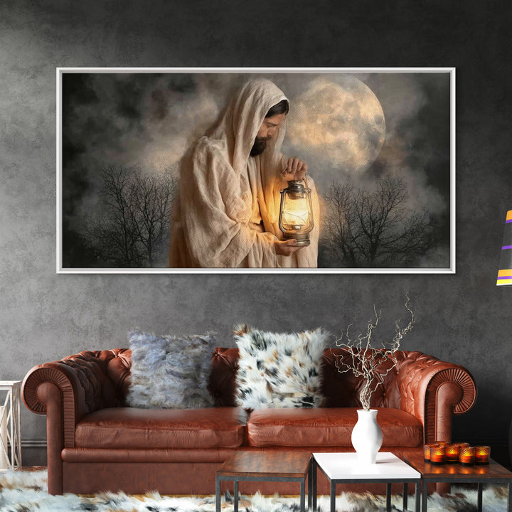 Night Of Peace, Framed Canvas Print, Christian Wall Art, Jesus Painting, Christian Art Canvas, Christian Decor, Moody Christian Art