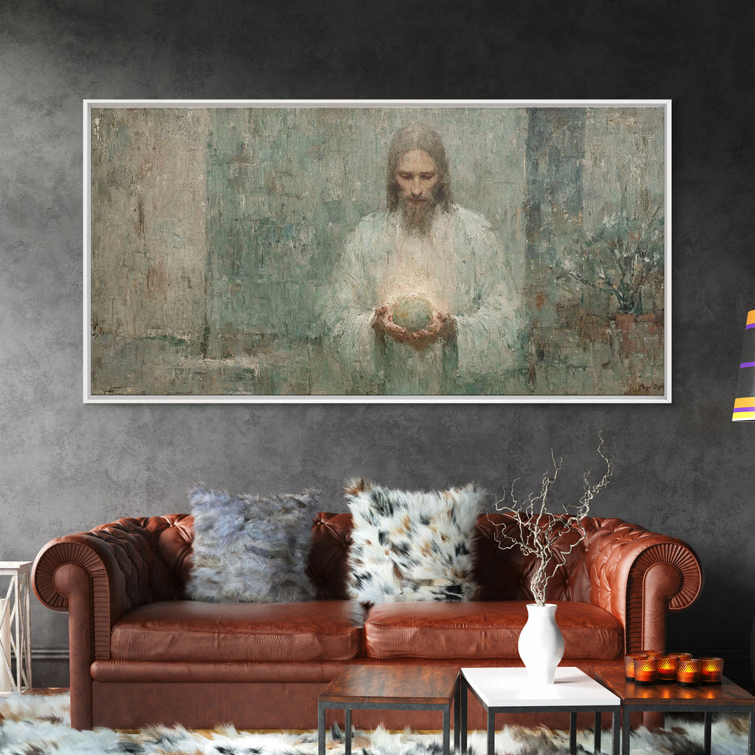 Heavenly Glow, Framed Canvas Print, Christian Art Canvas, Christian Wall Art, Jesus Painting, Christian Decor, Modern Christian Art