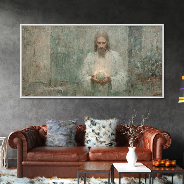 Heavenly Glow, Framed Canvas Print, Christian Art Canvas, Christian Wall Art, Jesus Painting, Christian Decor, Modern Christian Art