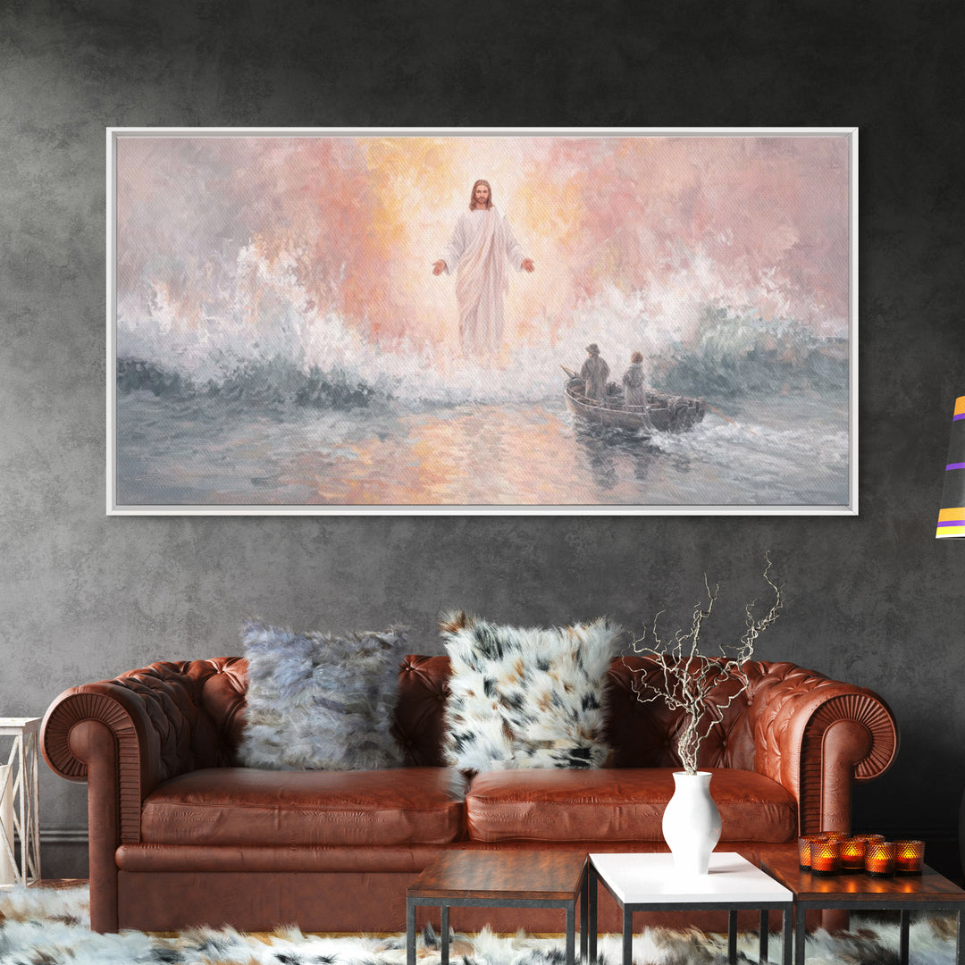 Waves Of Calling | Framed Canvas Print | Jesus Painting | Christian Wall Art | Christian Art Canvas | Christian Decor | Large Christian Art