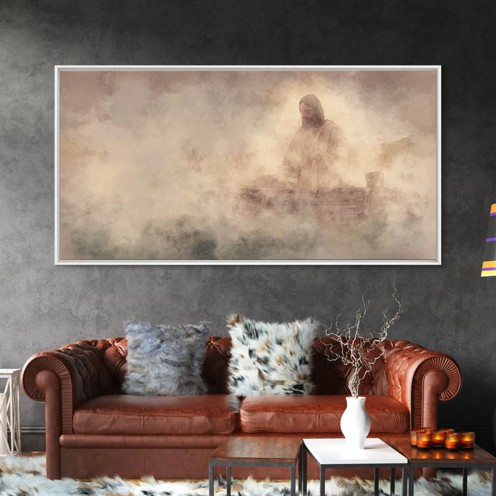 Calm Over Waters – Framed Canvas Print – Christian Wall Art – Jesus Painting – Christian Art Canvas – Christian Decor – Modern Christian Pa