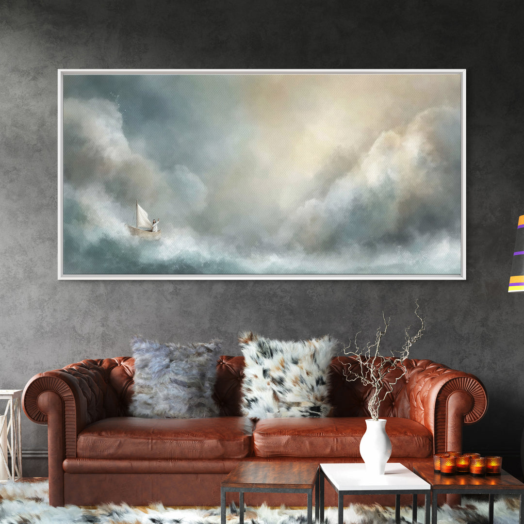 Light Of Rescue – Framed Canvas Print – Christian Wall Art – Jesus Painting – Large Christian Art – Modern Christian Painting – Christmas A
