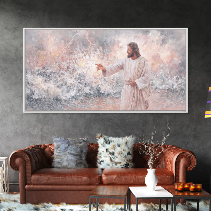 Beacon Of Authority | Framed Canvas Print | Christian Art Print | Jesus Painting | Christian Wall Art | Modern Christian Painting | Christi