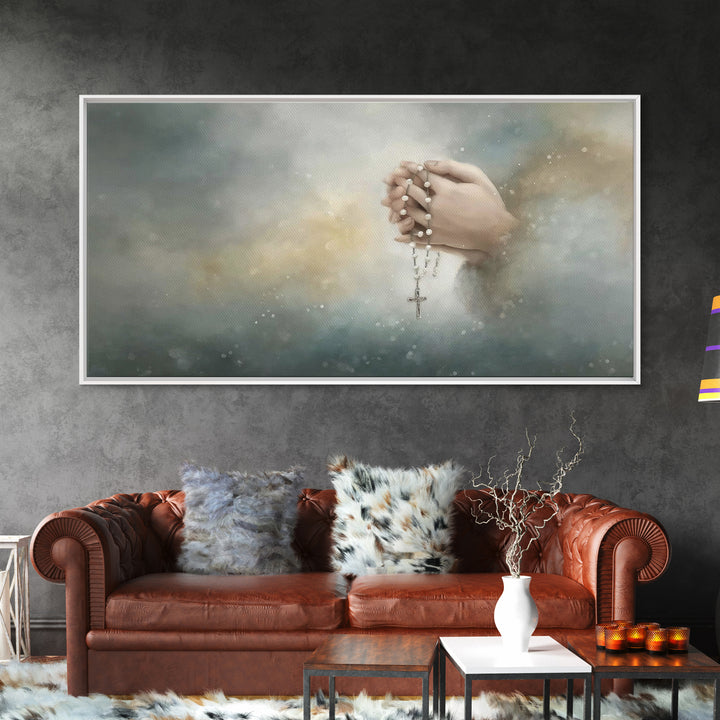 Prayerful Hands | Framed Canvas Print | Christian Wall Art | Christian Art Canvas | Christian Decor | Subtle Christian Art | Christian Art