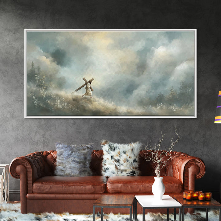 Hill Of Redemption | Framed Canvas Print | Christian Wall Art | Jesus Painting | Christian Art Canvas | Subtle Christian Art | Christian Gi