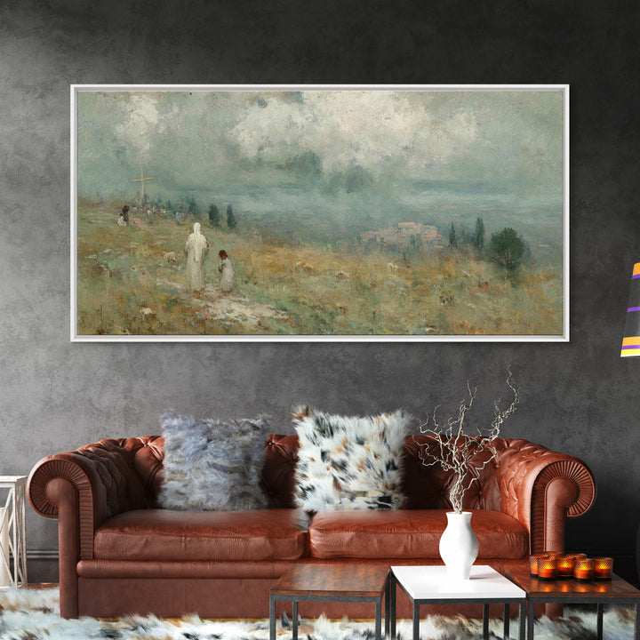 Fields Of Hope – Framed Canvas Print – Christian Christmas Art – Jesus Art Print – Christian Wall Art – Vintage Christian Art