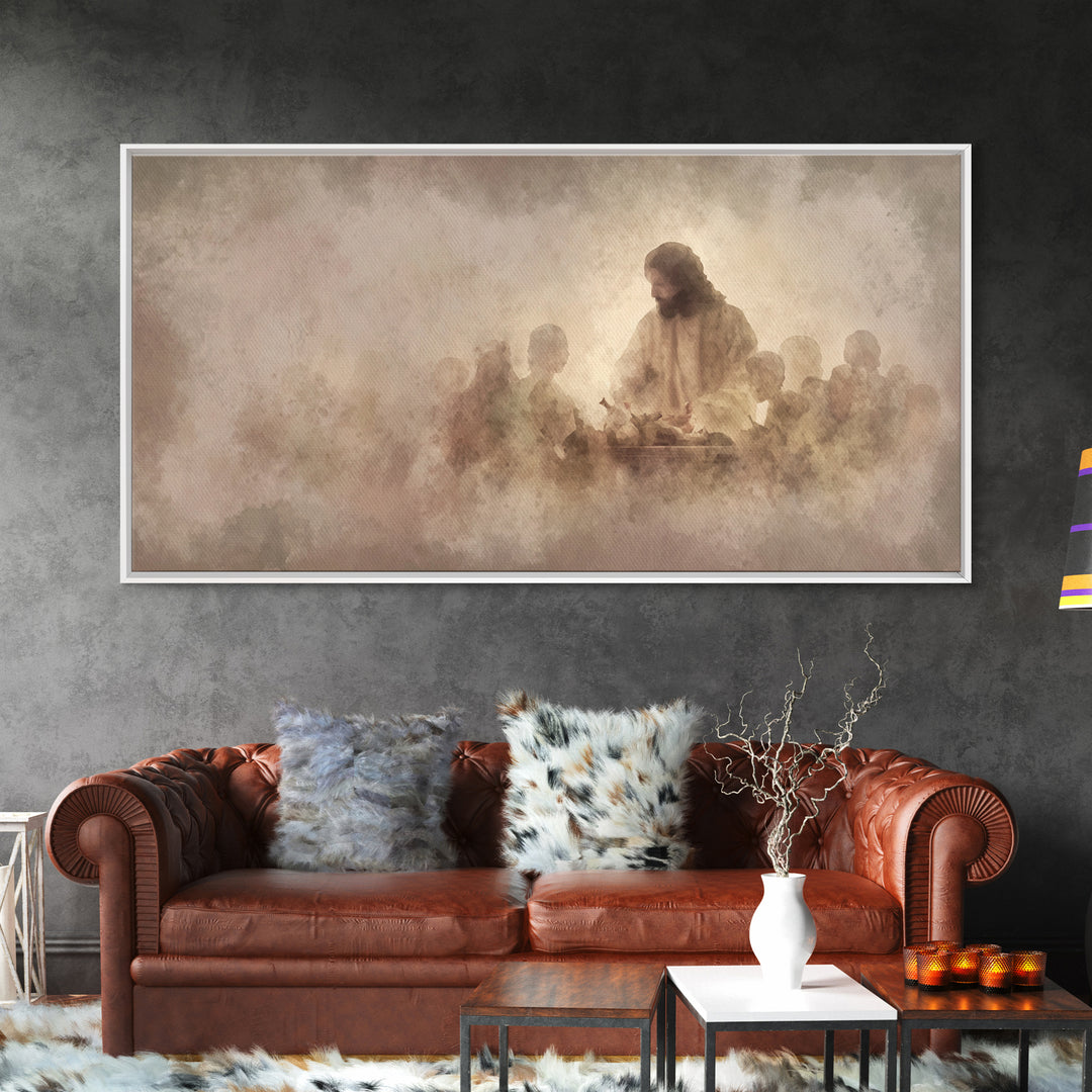 Mystic Supper – Framed Canvas Print – Christian Art Canvas – Jesus Christmas Art – Christian Art Gift – Large Jesus Painting