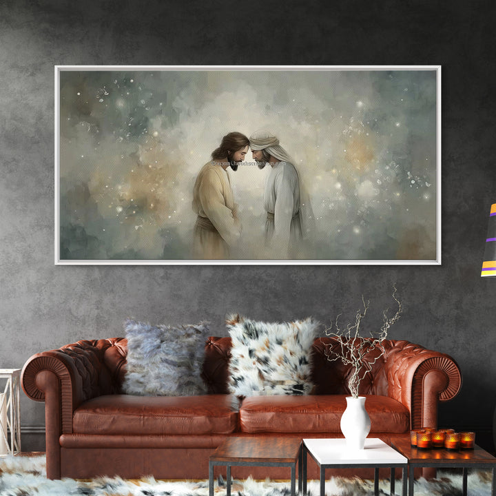 Holy Encounter – Framed Canvas Print – Jesus Painting – Christian Wall Art – Christian Art Canvas – Christmas Art