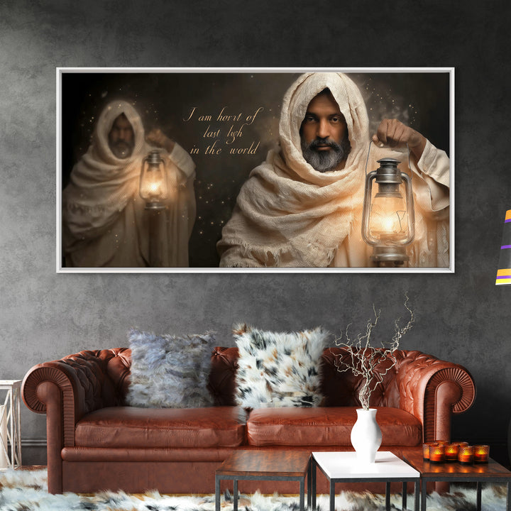 Guiding Lantern – Framed Canvas Print – Christian Wall Art – Christian Art Canvas – Jesus Painting – Christmas Art