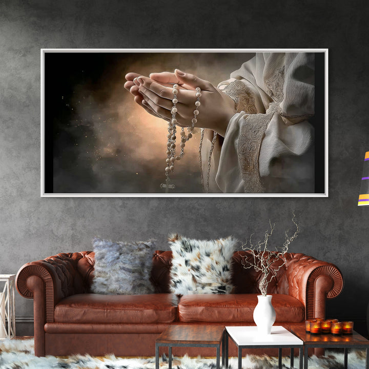 Blessed Devotion, Framed Canvas Print, Christian Wall Art, Christian Art Canvas, Christian Decor, Christian Christmas Art, Modern Christian
