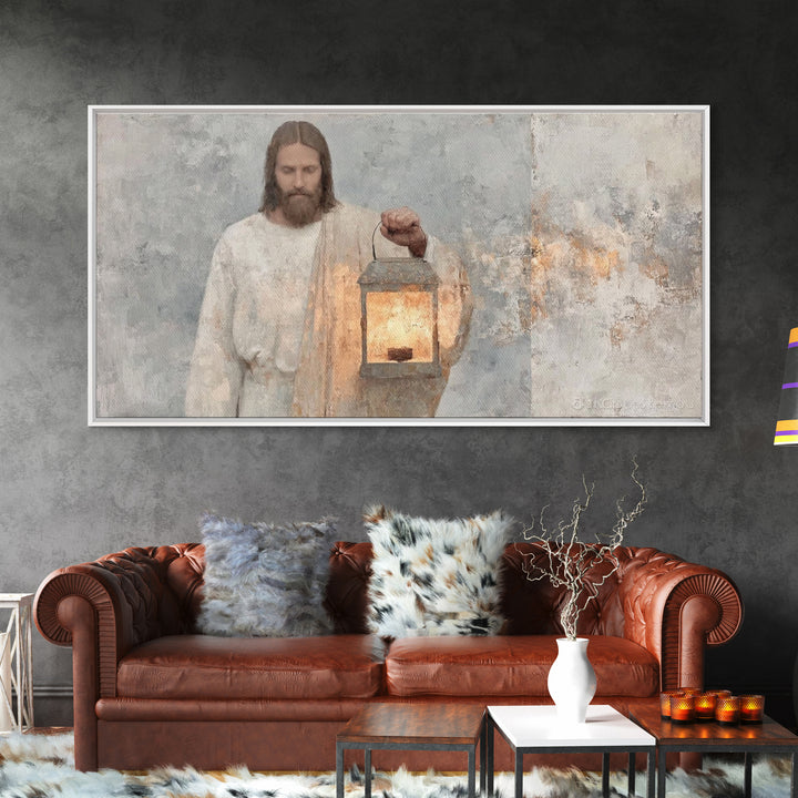 Silent Guiding Flame | Framed Canvas Print | Christian Art Canvas | Christian Wall Art | Jesus Painting | Christian Christmas