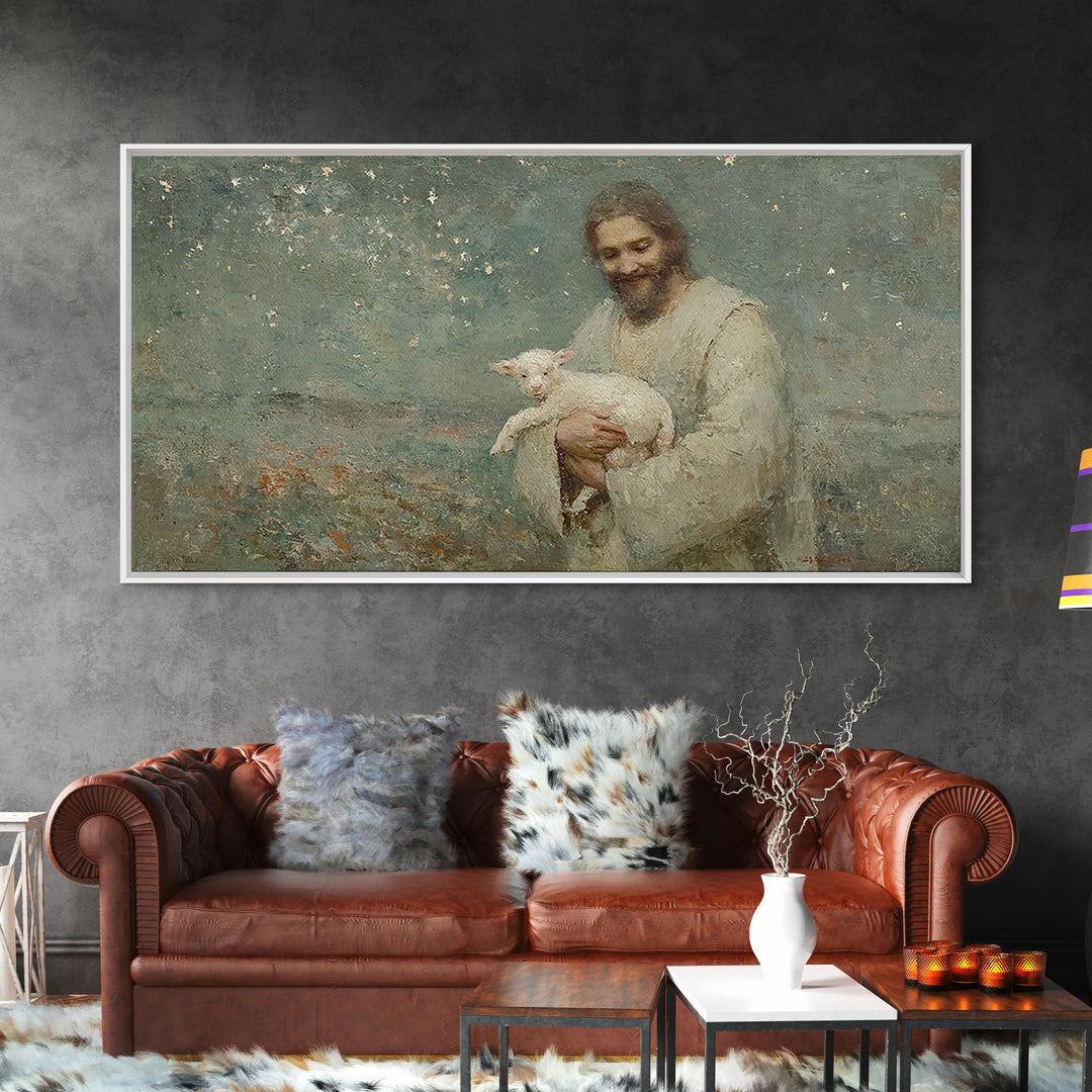 Starry Night Comfort | Framed Canvas Print | Christian Wall Art | Jesus Painting | Christian Art Canvas | Christian Christmas