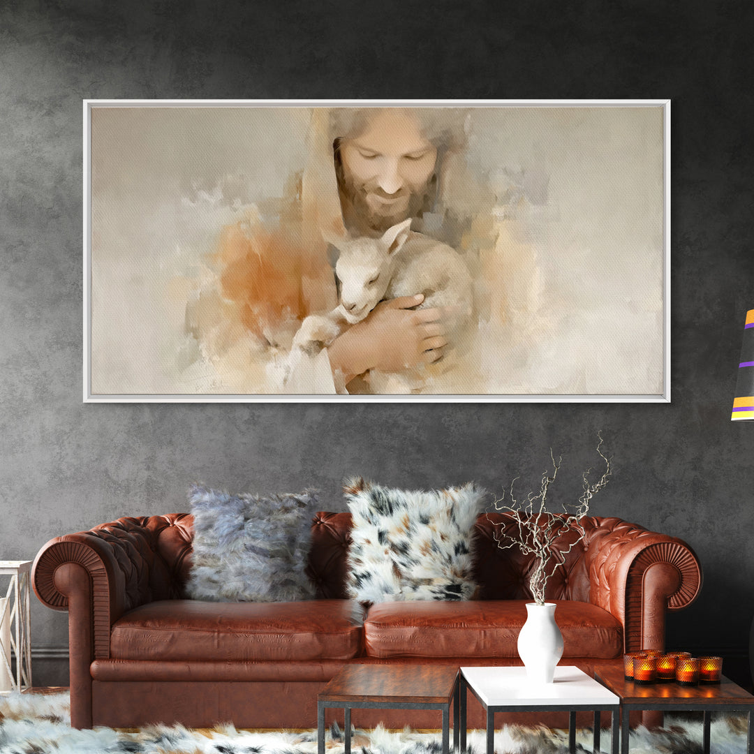 Lamb of Peace – Framed Canvas Print – Christian Art Canvas – Jesus Painting – Christian Wall Art – Christian Christmas Art