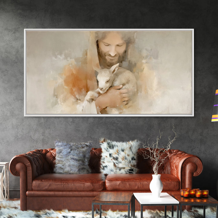 Lamb of Peace – Framed Canvas Print – Christian Art Canvas – Jesus Painting – Christian Wall Art – Christian Christmas Art