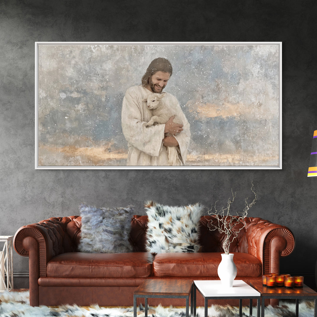 Snowfall Serenity – Framed Canvas Print – Christian Wall Art – Jesus Painting – Christian Art Canvas – Christian Christmas