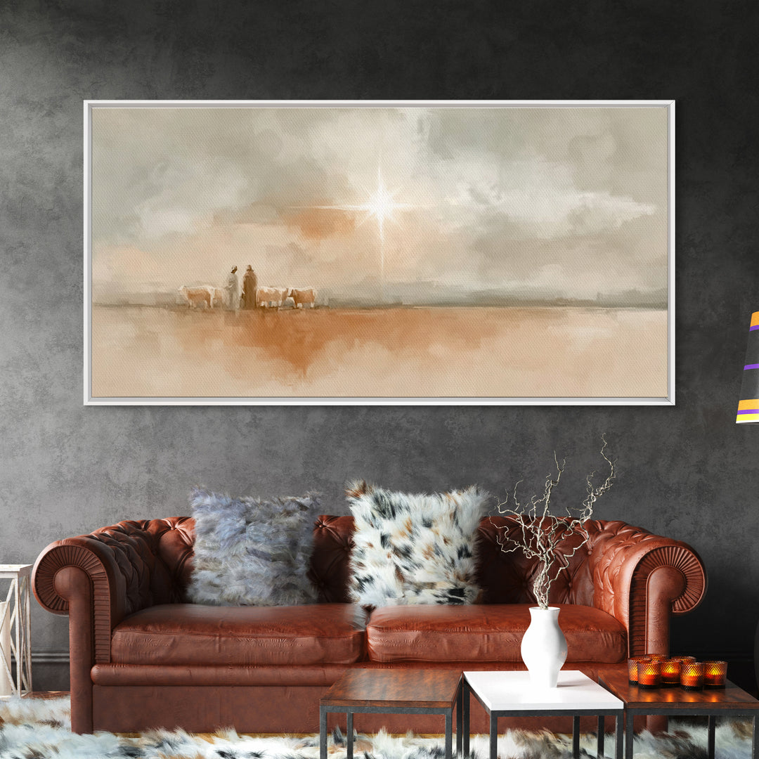 Bethlehem Morning Light, Framed Canvas Print, Christian Wall Art, Christian Art Canvas, Christmas Art, Christian Christmas Decor, Jesus Chr