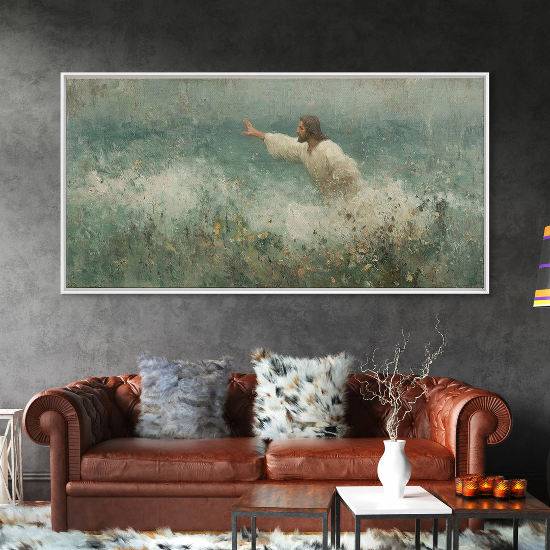 Reaching Light – Framed Canvas Print – Christian Wall Art – Christian Art Print – Jesus Painting – Vintage Christian Art – Christian Home D