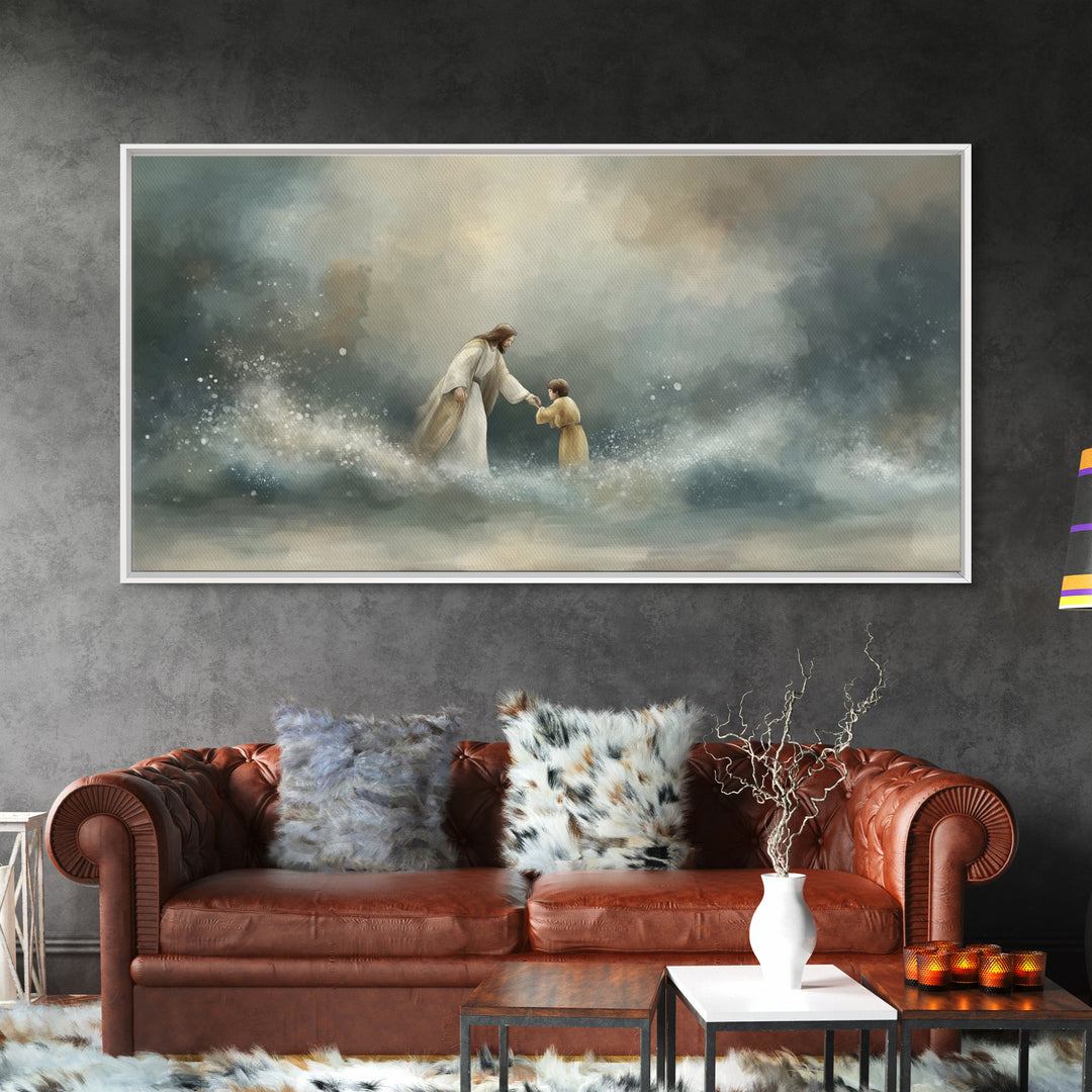 Guiding Calm – Framed Canvas Print – Christian Art Canvas – Christian Wall Art – Jesus Painting – Moody Christian Art – Christian Gift Idea