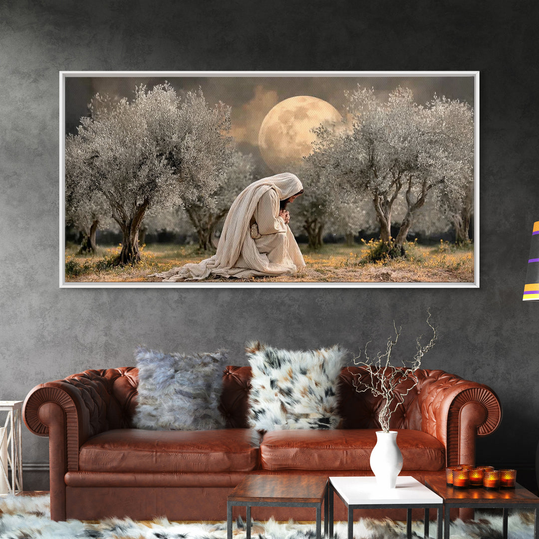 Garden Prayer – Framed Canvas Print – Christian Wall Art – Christian Art Canvas – Jesus Painting – Subtle Christian Art – Christian Gift