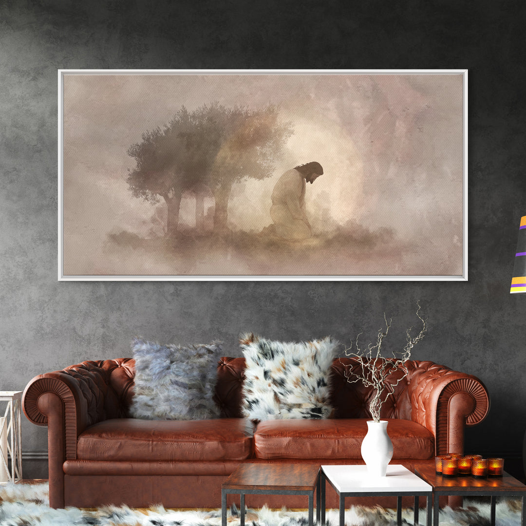 Sacred Stillness – Framed Canvas Print – Modern Christian Art – Christian Wall Art – Jesus Painting – Christian Art Canvas – Christian Gift