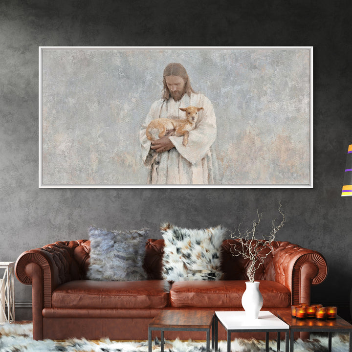 Autumn Flock Serenity – Framed Canvas Print – Christian Art Canvas – Jesus Painting – Christian Wall Art – Modern Christian Art – Christian